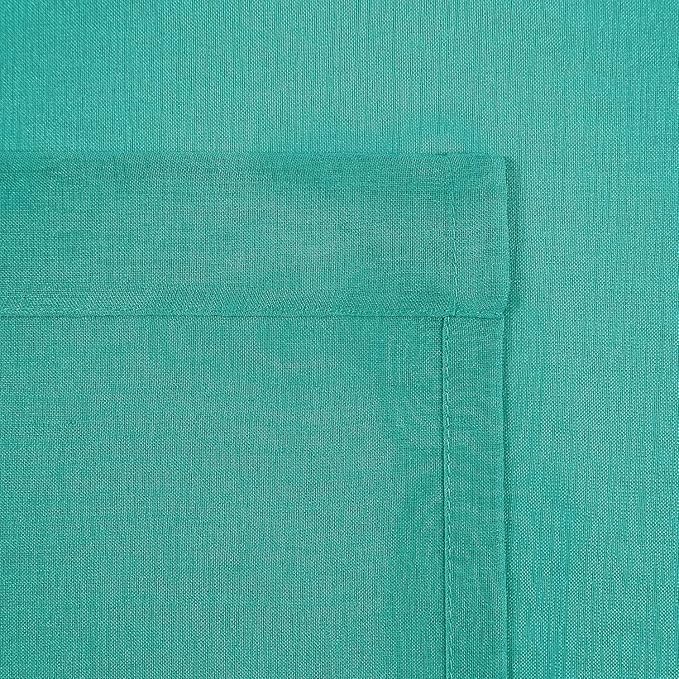 DWCN Teal Sheer Curtains Semi Transparent Voile Rod Pocket Curtains for Bedroom and Living Room, 52 x 45 inches Long, Set of 2 Panels