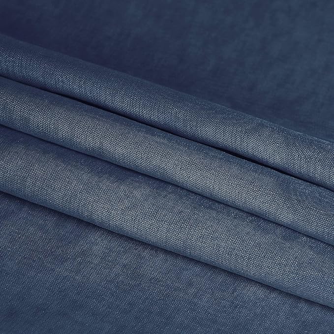 DWCN Navy Blue Sheer Curtains Semi Transparent Voile Rod Pocket Curtains for Bedroom and Living Room, 52 x 54 inches Long, Set of 2 Panels