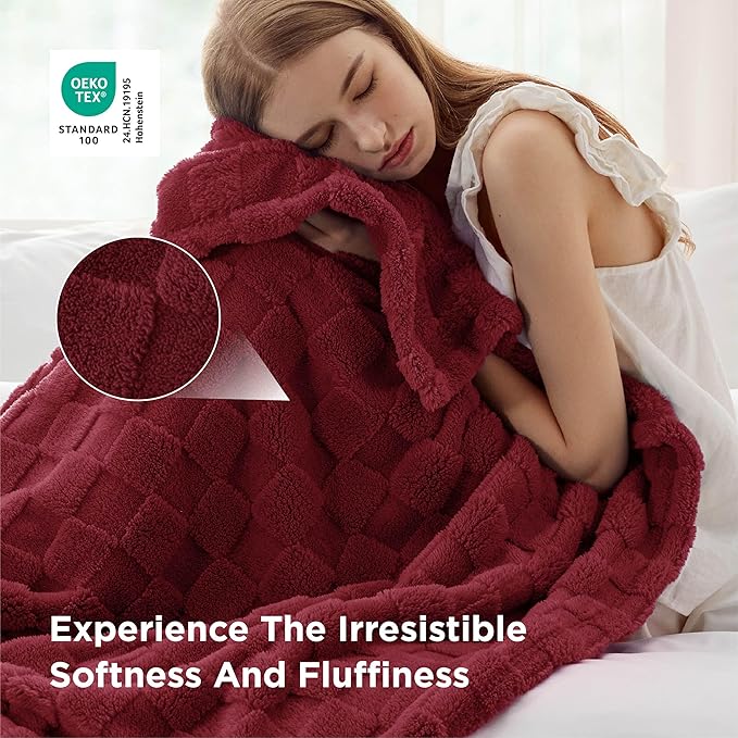 Bedsure GentleSoft Throw Blanket for Couch - Red Checkered Fleece Mother's Day Blankets Gifts for Kids Girls, Cute Soft Cozy Throw for Bedroom Home Decor Gifts, 50x60 Inches