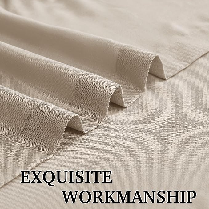 RYB HOME Linen Sheer Curtains 120 inches Long, Room Divider Curtains for Office Bedroom Separation, Large Window Drapes for Patio Sliding Glass Door, Taupe, 2 Panels