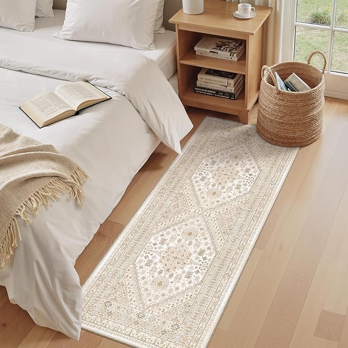 zesthome 2x6 Runner Rug for Hallways, Machine Washable Rug, Non Slip Vintage Low Pile Runners, Stain Resistant Runners for Entryway, Kitchen, Bathroom, Laundry Room, Corridor