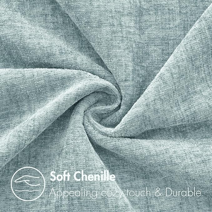 MIULEE Pack of 2 Light Blue Throw Pillow Covers 24x24 Inch Soft Chenille Pillow Covers for Sofa Living Room Spring Home Decor Couch Solid Dyed Cases