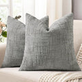 decorUhome Neutral Grey Chenille Euro Sham Throw Pillow Covers 22x22 Set of 2 Textured Soft Cozy Slubby Couch Pillow Covers Modern Farmhouse Boho Decorative Pillow Cases for Bed Sofa Living Room
