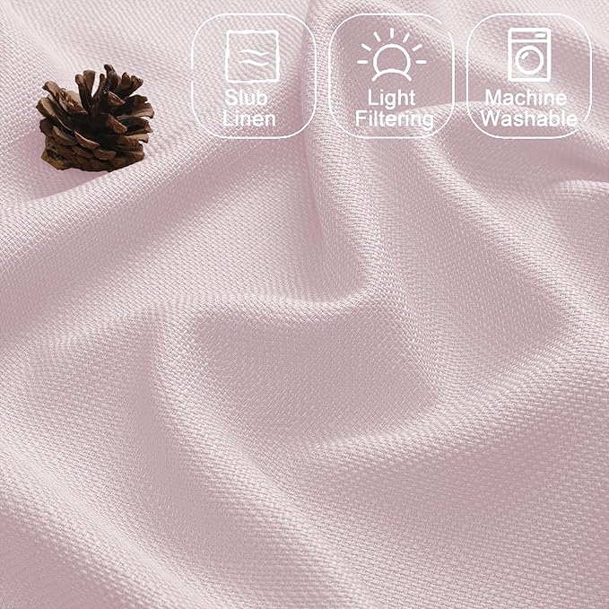 Chyhomenyc Blush Pink Valance for Windows, Light Filtering Faux Linen Textured Small Window Kitchen Curtain, Rod Pocket Short Valance for Bathroom Laundry Basement, 60Wx14L inch, 1 Piece