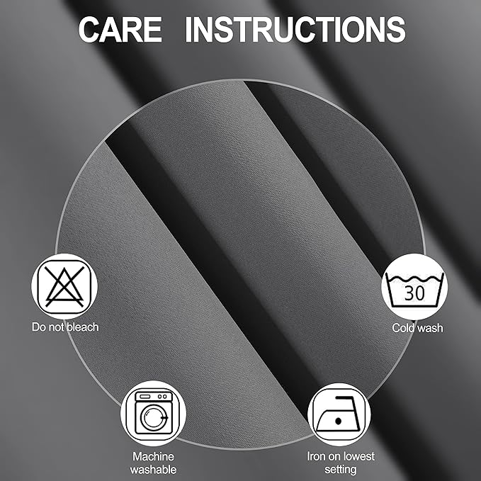 LEMOMO Frost Grey Thermal Blackout Curtains/42 x 95 Inch/Set of 2 Panels Room Darkening Curtains for Bedroom
