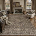 12x15 Washable Area Rug for Living Room Bedroom Vintage Brown Non Slip Carpet Traditional Retro Soft Low Pile Large Throw Rug for Dining Room Kitchen Office Indoor