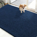 OLANLY Dog Door Mat for Muddy Paws 50x30, Absorbs Moisture and Dirt, Absorbent Non-Slip Washable Doormat, Quick Dry Chenille Mud Mat for Dogs, Entry Indoor Entryway Carpet for Inside Floor, Dark Blue