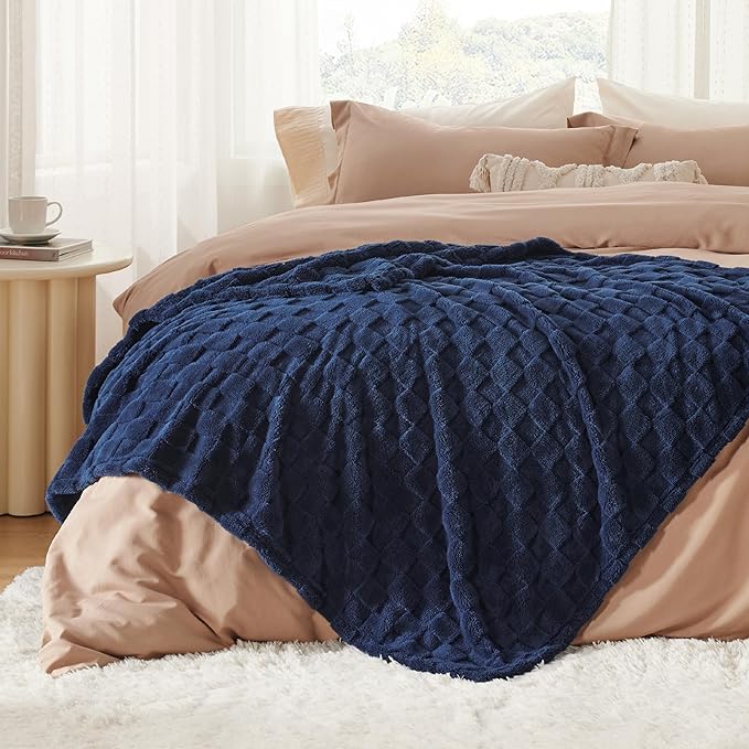Bedsure GentleSoft Navy Throw Blanket for Couch - Super Soft Cozy Blankets Gifts for Kids Girls, Cute Small Fleece Throws for Bedroom Home Decor, 50x70 Inches