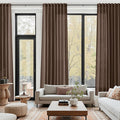 Cappuccino Linen Curtains for Living Room 126 Inches Long Light Filtering Semi Sheer Curtain Back Tab Modern Rustic Home Decor Neutral Drapes Floor to Ceiling High Window for Bedroom 52x126, 2 Panels