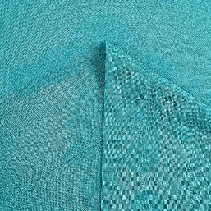 DWCN Turquoise Sheer Curtains for Kitchen Windows - Rod Pocket Semi Transparent Voile Tier Curtains for Bedroom, Living Room, Farmhouse, 36 x 36 inches Long, Set of 2 Panels
