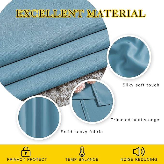 NICETOWN Room Darkening Curtains for Living Room - Easy Care Solid Thermal Insulated Grommet Room Darkening Curtains/Panels/Drapes for Bedroom (2 Panels, 66 by 84, Teal Blue)