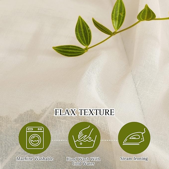 NICETOWN Sliding Door Curtains 100 Inch Extra Wide, Grommet Semi Sheer Linen Curtain and Drape Privacy with Light Filtering Elegant for French Door/Living Room, Beige, W100 x L84, 1 Panel