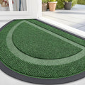 OLANLY Half Circle Door Mat Indoor Outdoor Entrance Welcome, Waterproof All-Season, All-Weather Doormat, Sturdy Natural Rubber, Low Profile, Easy Clean Patio Porch Entryway Mat, 33x21, Green