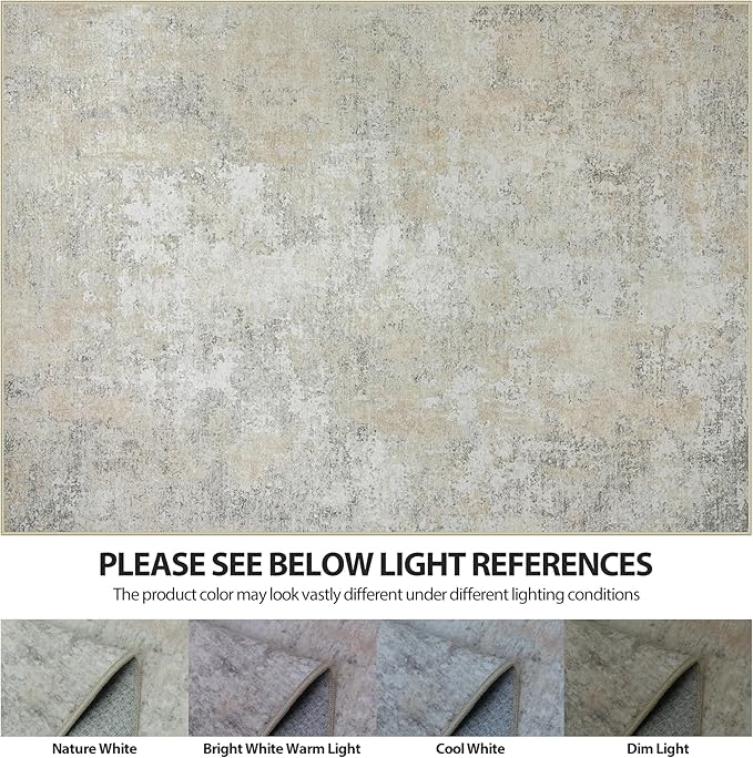 5x7 Area Rugs for Living Room Rug Washable: Abstract Rug for Dining Room Bedroom Carpet Non Slip 5 by 7 Indoor Modern Nursery Home Office Beige Grey