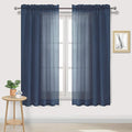 DWCN Navy Blue Sheer Curtains Semi Transparent Voile Rod Pocket Curtains for Bedroom and Living Room, 52 x 63 inches Long, Set of 2 Panels