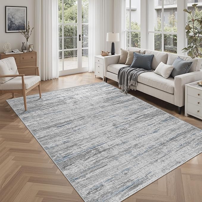8x10 Area Rugs for Living Room,Modern Abstract Non-Slip Backing Washable Rugs,Soft Thin Large Area Rug，Stain Resistant Carpets for Bedroom Dining Room Home Decor