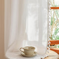 MYSKY HOME White 63 inch Length Semi Sheer Curtain for Short Window Light Filtering Privacy Protect Drapes Set, Back Tab Bohemian Farmhouse Home Decor,50" x 63", Pure White， 2 Pieces
