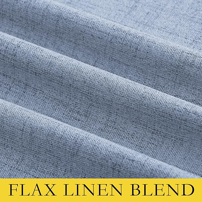 NICETOWN Stone Blue Vintage Linen 100% Blackout Curtains for Living Room, Thermal Insulated Curtains 72" Long, Noise Reducing Window Treatment Drapes for Hall Room, 52" Wide Per Panel, Set of 2