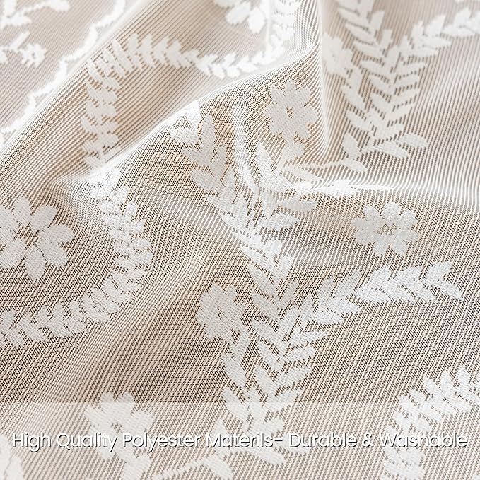 WAZZIO White Boho Lace Curtains 84 Inch -Cute Vintage Victorian Sheer Panel Drape French Country Floral Pattern & Tassel Light Filtering Privacy for Bedroom Dining Living Room,2 Panels,W52 x 84L