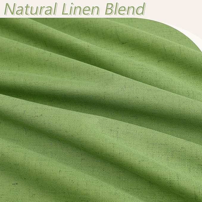 Guken 100% Blackout Curtains 120 Inch Length 2 Panels Set for Living Room Bedroom Back Tab Thermal Insulated Black Out Linen Drapes Room Darkening Lime Green,52x120