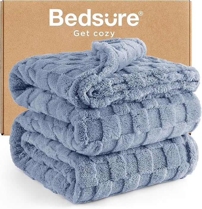 Bedsure GentleSoft Full Size Blankets for Bed Ashley Blue - Super Soft Cozy Fleece Blanket for Kids Girls, Large Fuzzy Throws for Bedroom Decor, 84x90 Inches