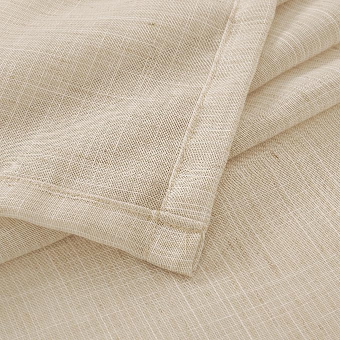BGment Natural Linen Curtains 45 Inch Length for Short Windows, Drapes Light Filtering for Farmhouse Bathroom Cafe Decor Rustic Lightweight Rod Pocket, 2 Panels Set, 42 Inch Wide Each Panel
