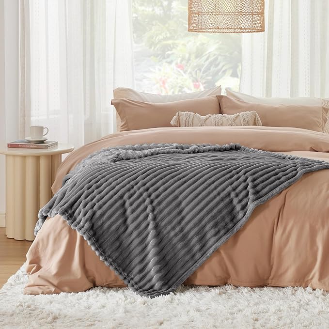 Bedsure GentleSoft Frost Gray Twin Blanket for Bed - Cozy Soft Blankets for Women, Cute Large Throws for Girls, 66x90 Inches