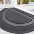 OLANLY Half Circle Door Mat Indoor Outdoor Entrance Welcome, Waterproof All-Season, All-Weather Doormat, Sturdy Natural Rubber, Low Profile, Easy Clean Patio Porch Entryway Mat, 71x47, Grey