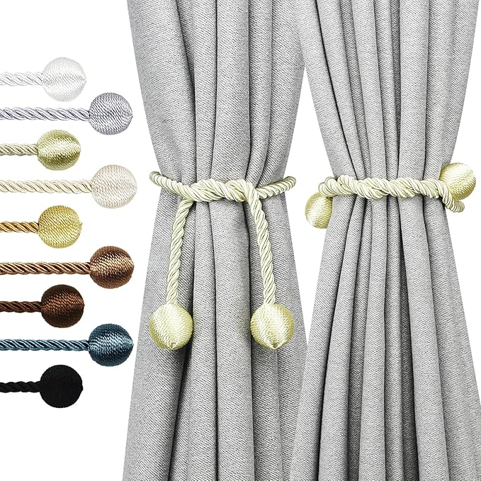 Curtain Tiebacks Outdoor Elegant Decorative Tie Backs Modern Rope Tiebacks for Drapes Window Curtain Holdbacks for Draperies (Cream, 4)