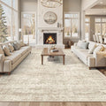 Area Rug 10x12 Vintage Washable Living Room Large Carpet Non Slip Bedroom Indoor Office Dining Room Low Pile Thin Rug Beige