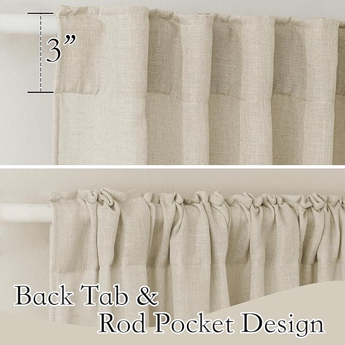 RYB HOME Extra Wide Sheer Curtains, Linen Texture Semitransparent Sheer Drapes Elegant Window Decoration for Bedroom Living Room Study Office, Beige, W 70 x L 63 inch Each, 2 Panels