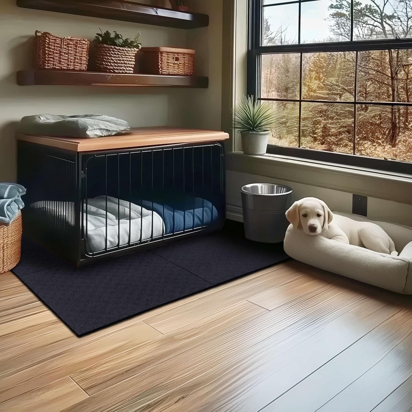 Mohawk Home Heavy Duty Rubber Stall Mat - Gym Floor- Under Dog Crate - All Purpose Utility 2'x2' - 1/2" Thick (Pack of 4)