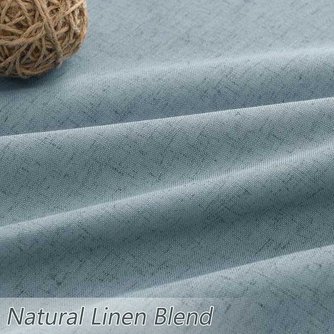 Guken Blue 100% Blackout Linen Curtains 108 Inch Length 2 Panels Set for Living Room Bedroom Back Tab Thermal Insulated Black Out Drapes Room Darkening Farmhouse Style for Bedroom Window Curtains
