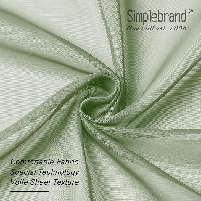 Simplebrand Sage Sheer Curtains 84 Inches Long, Light Filtering Rod Pocket Solid Color Window Sheer Curtain Panels, Elegant Curtains & Drapes for Living Room, Bedroom 2 Panels (Sage, 42" W x 84" L)