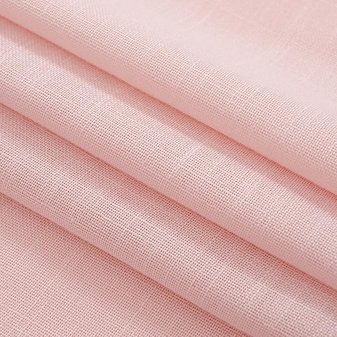 Extra Long Light Pink Linen Curtains 120 Inch Length 2 Panels for Girls Bedroom Living Room Light Filtering Semi Sheer Window Drapes Back Tab Rod Pocket Modern Farmhouse Decor