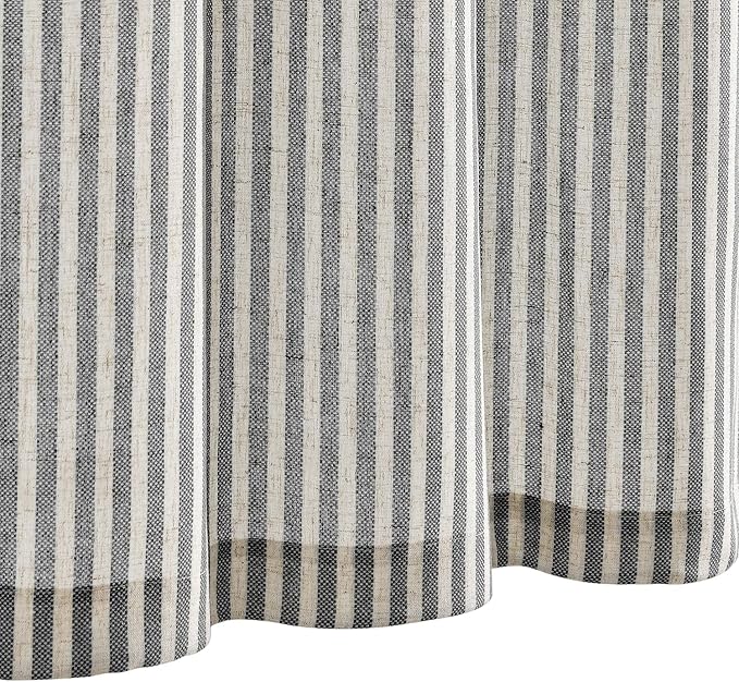 jinchan Tie Up Linen Textured Striped Tie Curtain for Kitchen Bathroom Rod Pocket Pinstripe Valance Window Treatments Ticking Stripe Pull Cord 1 Panel 18 Inch Charcoal Grey on Linen