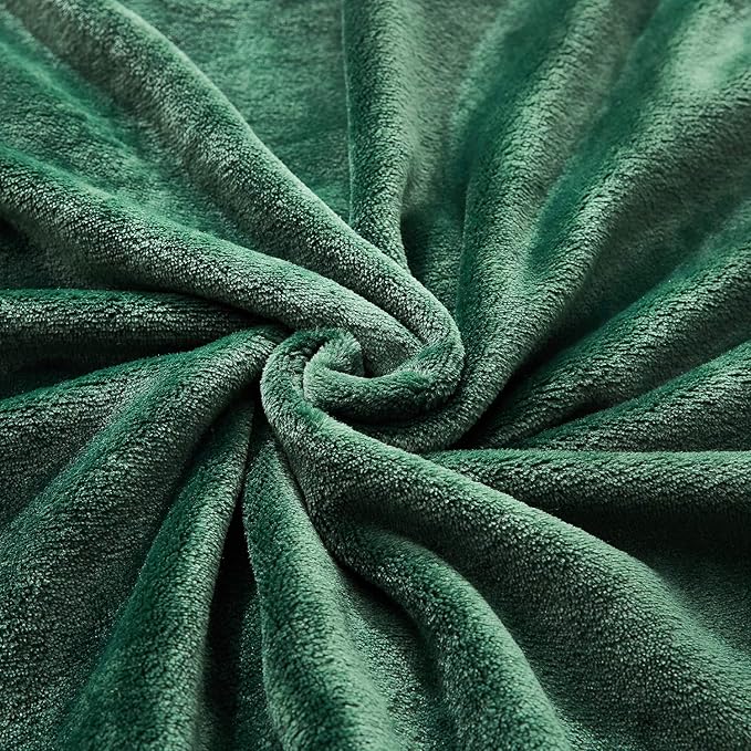 TASTHROW Large Flannel Fleece Throw Blanket, 50×70 Inch - Cozy Lightweight Thick Blanket - All Seasons Suitable for Women, Men and Kids (Dark Green)