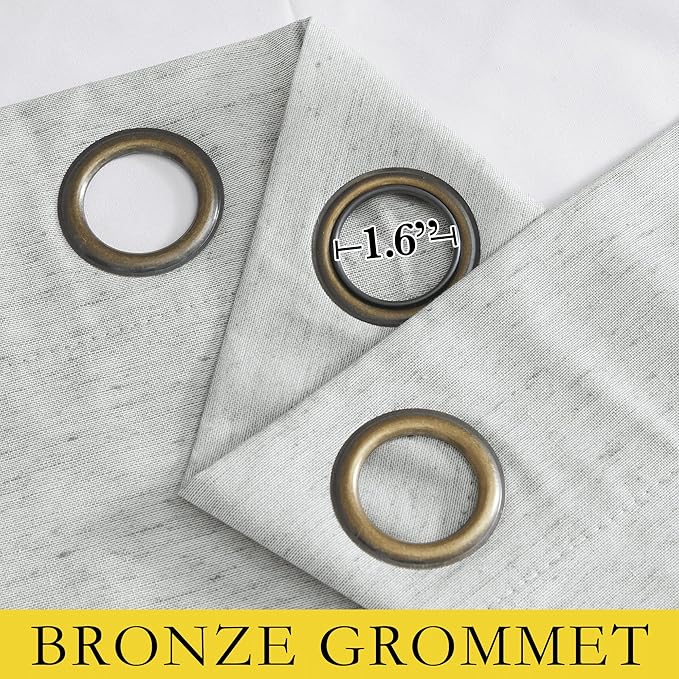 NICETOWN Grey Long Linen Full Shade Panels, 62" Wide x 95" Long, Pair of Thermal Insulated & Energy Efficiency Blackout Curtains for Living Room Windows, Lined Silky Performance Window Dressing