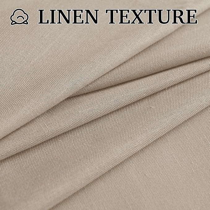 RYB HOME Guaze Burlap Curtains 95 inches Long, Large Window Treatment Back Tab Thick Linen Texture Fabric Privacy Added Drapery for Sliding Glass Door, Taupe, W 52 x L 95 inches, 2 Panels Set