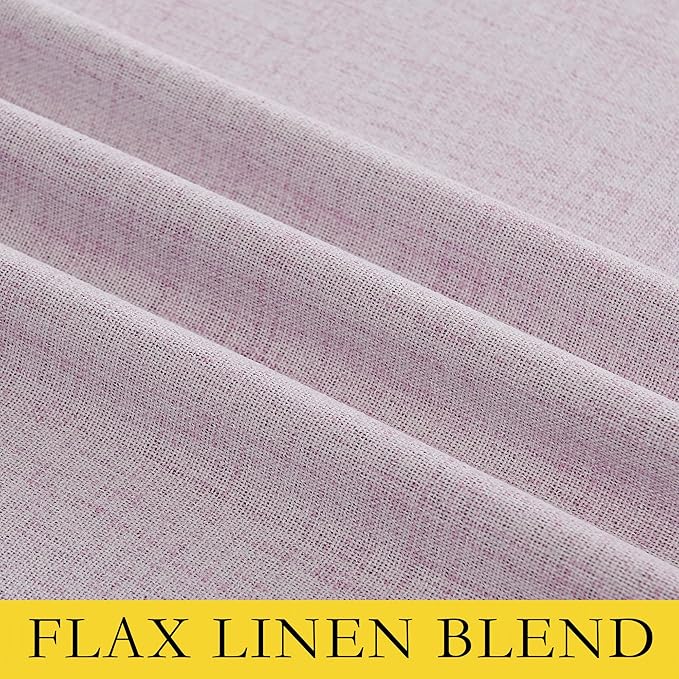 NICETOWN Pink Vintage Linen 100% Blackout Curtains for Living Room, Thermal Insulated Curtains 102“ Long, Noise Reducing Window Treatment Drapes for Home Office, 62" Wide Per Panel, Set of 2