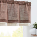 jinchan Linen Farmhouse Valances for Living Room Windows 16 Inch Slubbed Crossed Double Layer Window Valances Light Filtering Rustic Country Overlay Rod Pocket 2 Panels Brown