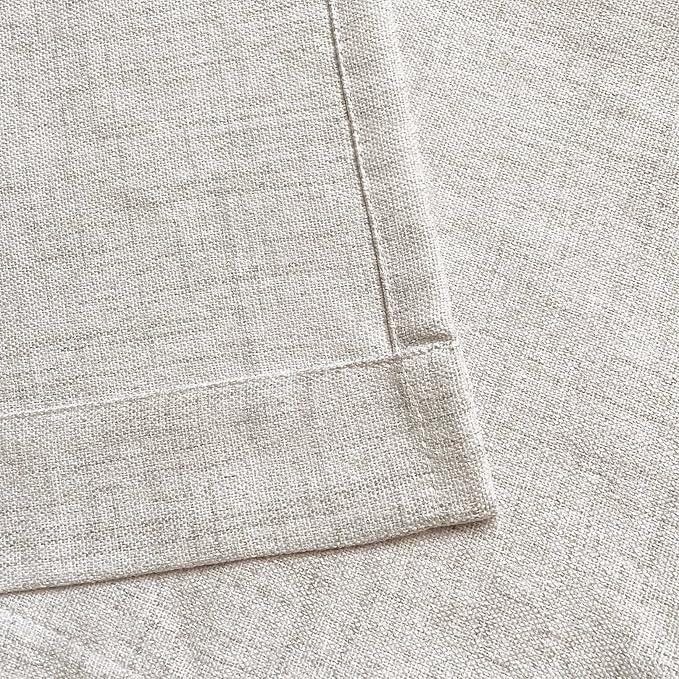 Faux Linen Kitchen Curtains 36 Inch Length Cafe Curtain Tiers for Living Room Bathroom Basement Windows Country Rustic Small Short Curtains, Set of 2, Natural