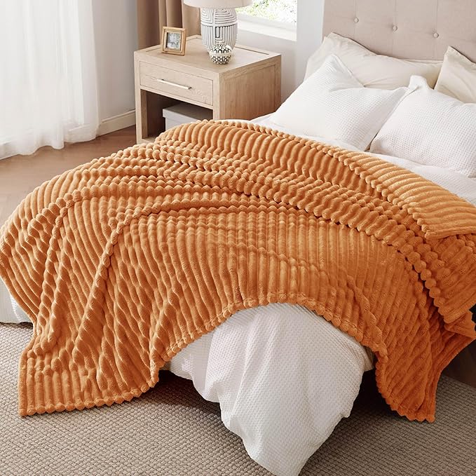 Bedsure GentleSoft Orange Full Blanket for Couch - Cozy Soft Fall Blankets for Women, Cute Small Fleece Throws for Girls, Birthday Gifts for Women, 84x90 Inches