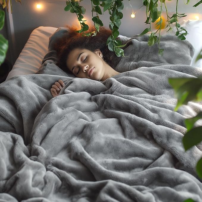 Bedsure GentleSoft Fleece California King Blanket - Lightweight Plush Fuzzy Cozy Soft Large Blankets for Bed, Grey, 102x96 inches