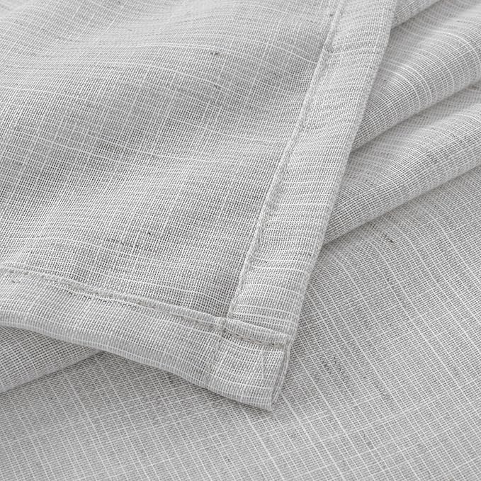 BGment Light Grey Linen Curtains 80 Inch Length for Living Room, Window Drapes Lightweight Rustic Country Textured for Bedroom Farmhouse Decor Rod Pocket, 2 Panels Set, 52 Inch Wide