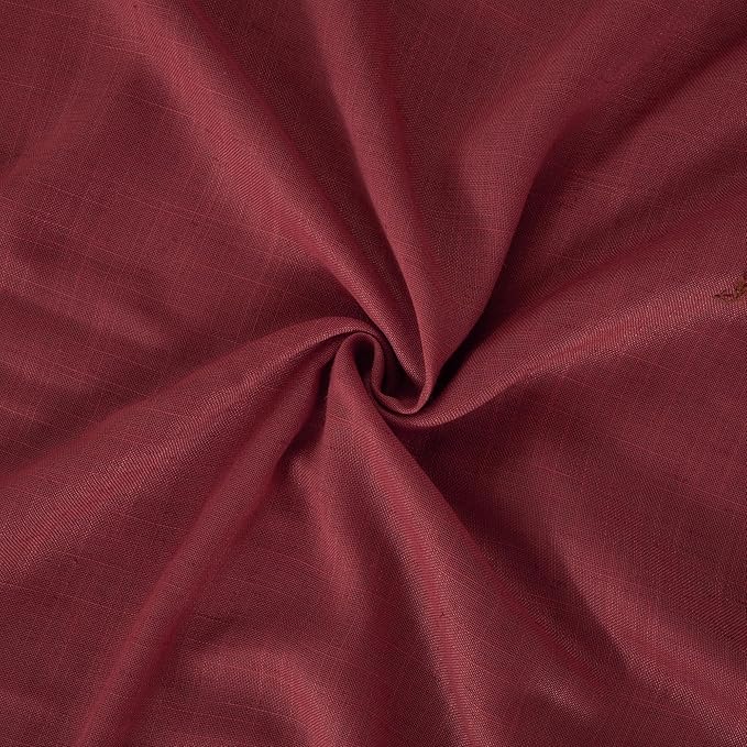 BGment Semi Sheer Burgundy Curtains for Living Room 80 Inch Length - Linen Textured Light Filtering Window Drapes with Rod Pocket for Dining Bedroom Lightweight, 2 Panels Set, 52 X 80 Inch