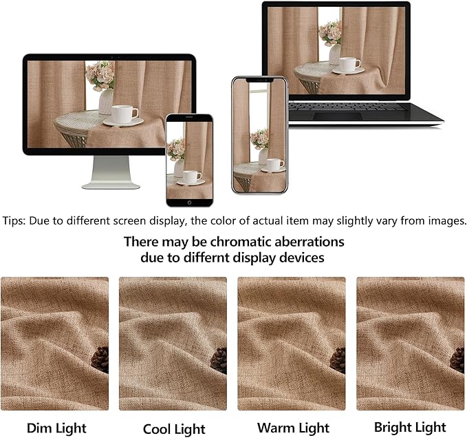 OWENIE Terracotta Valances for Windows 1 Pcs, Light Filtering Textured Farmhouse Short Small Valance Curtains for Bathroom Basement Living Room Bedroom, Rod Pocket Half Curtains Over Sink, 52" Wx14 L