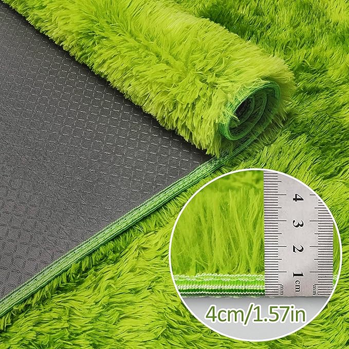 Tie-Dyed Runner Rug for Bedroom Green 2x10ft Fluffy Area Rug Bedside Runner Rug for Kids Room Boys Teens Nursery Baby Living Room Dorm Home Decor Carpets