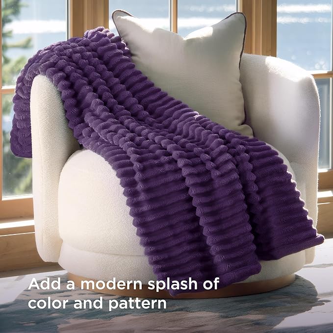 Bedsure GentleSoft Purple Fleece Blanket for Couch - Cozy Soft Blankets for Women, Cute Small Throws for Girls, 60x80 Inches