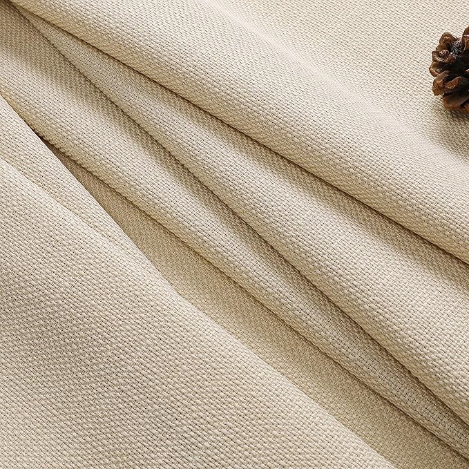 Chyhomenyc Valance for Windows, Light Filtering Faux Linen Solid Short Curtain Valance, Burlap Decorative Small Curtain for Kitchen Bathroom Laundry Basement, 60Wx12L inch, 1 Piece, Linen Color